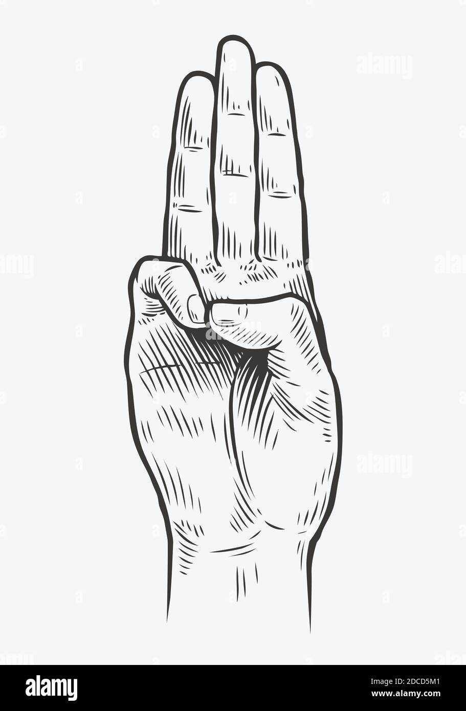 Scout symbol hand gesture. Scouting sketch vector illustration Stock Vector