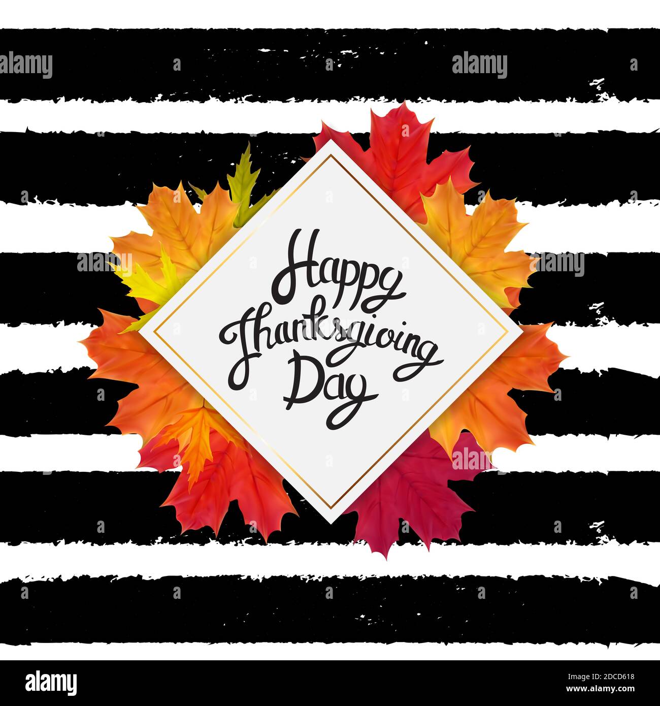Happy Thanksgiving Day Background with Shiny Autumn Natural Leaves ...