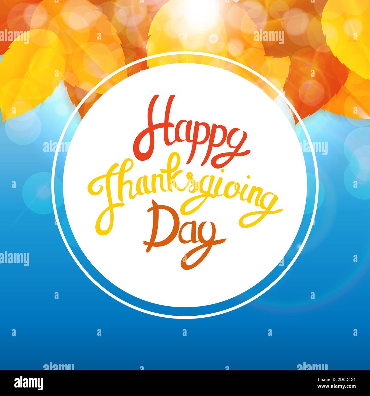 Happy Thanksgiving Day Background with Shiny Autumn Natural Leaves ...
