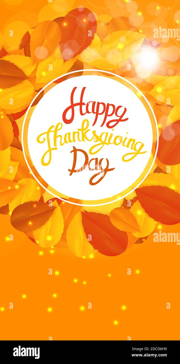 Happy Thanksgiving Day Background with Shiny Autumn Natural Leaves ...