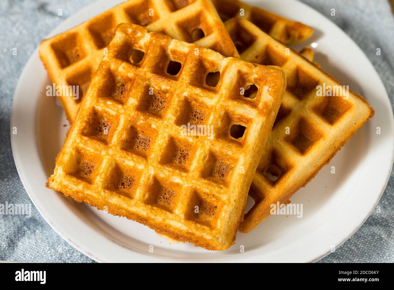 Homemade Warm Belgian Waffles for Breakfast with Butter Stock Photo Alamy