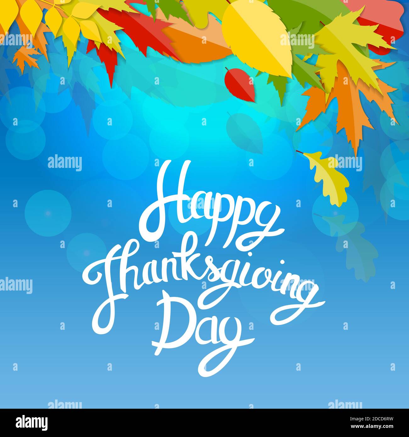 Happy Thanksgiving Day Background with Shiny Autumn Natural Leaves ...