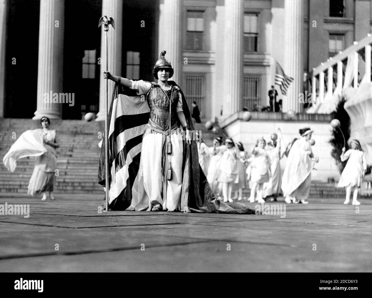 Woman Suffrage Procession, 'Columbia' Leads Pageant, 1913 Stock Photo