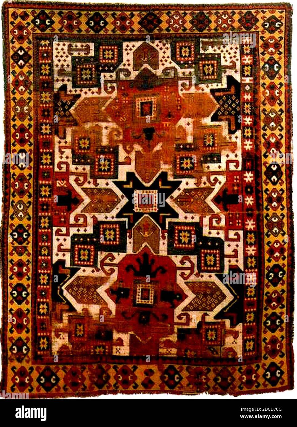 Kazak rug from Azerbaijan 911. Stock Photo