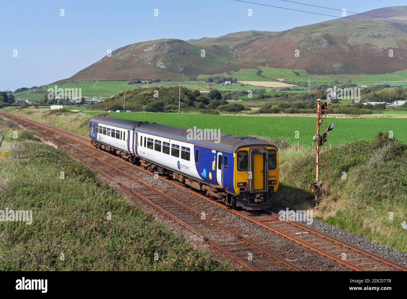 Northern Rail class 156 train passing the upper quadrant railway