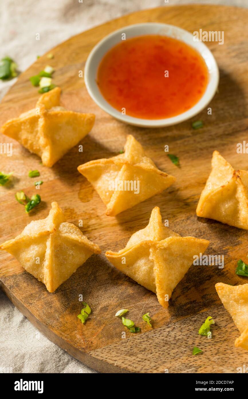 Homemade Fried Crab Rangoon Wontons with Dipping Sauce Stock Photo Alamy