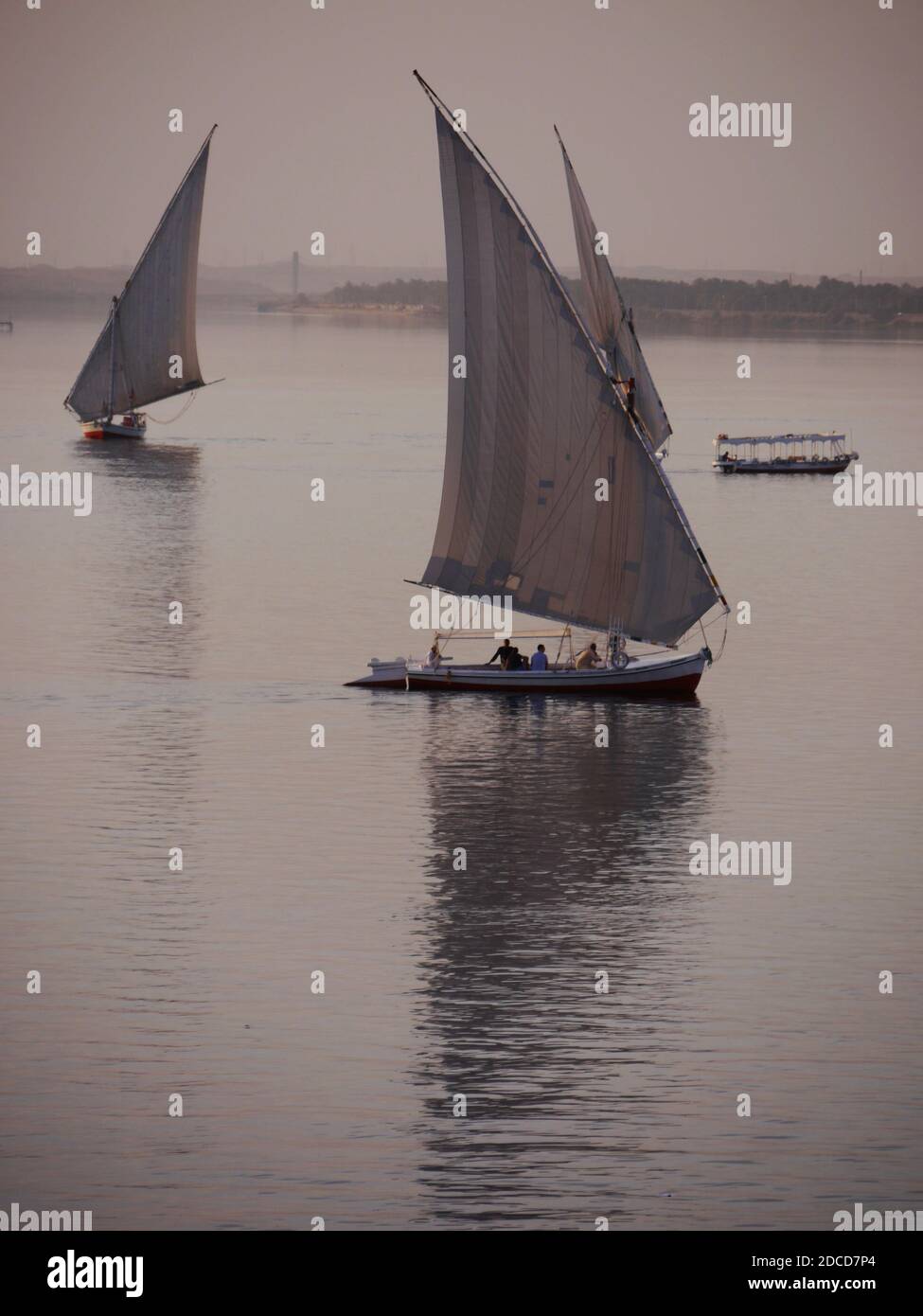 View of traditional felucca boats on the river Nile, Egypt. High quality photo Stock Photo