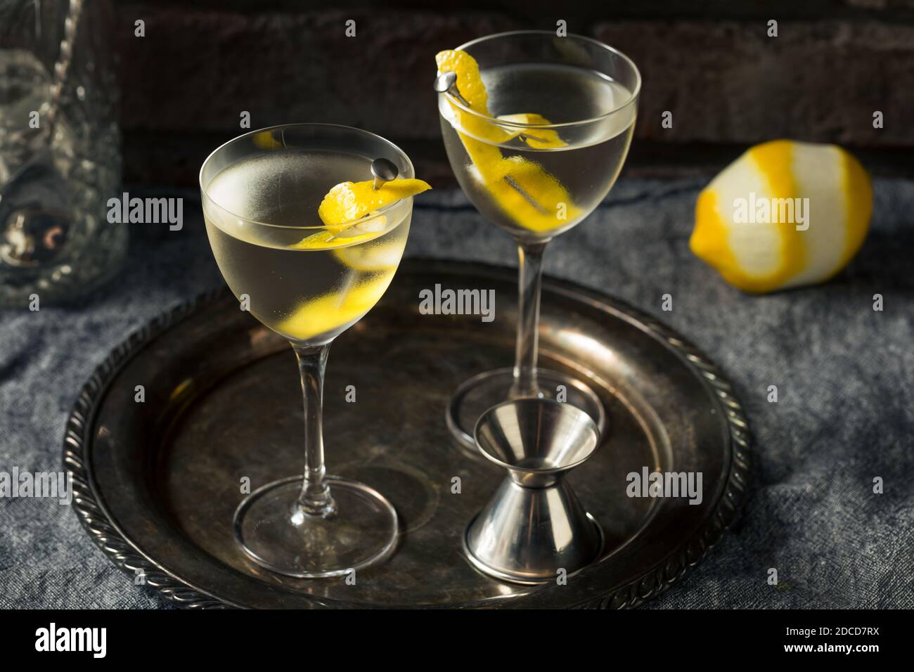 Boozy Lemon Dry Gin Martini with Vermouth Stock Photo Alamy