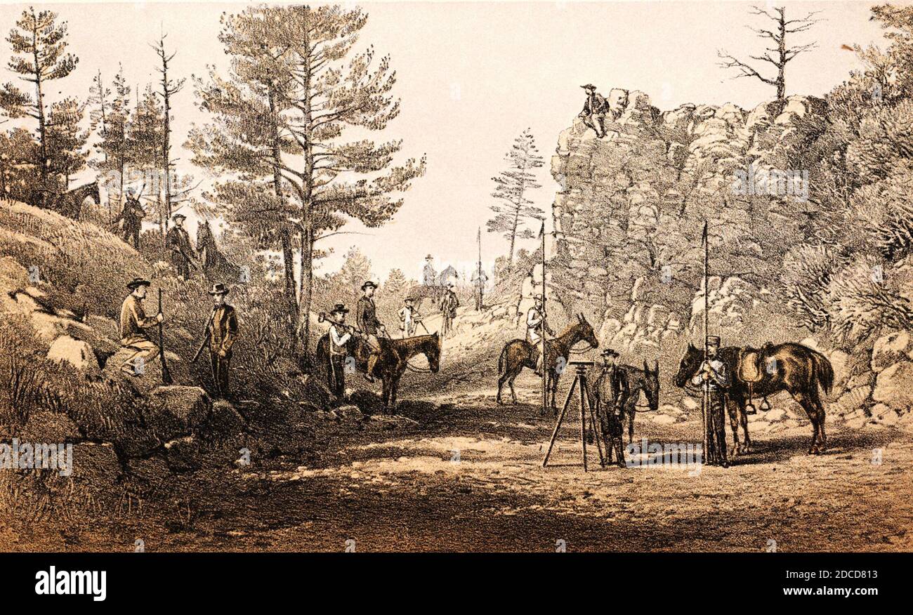 Surveyors for Railroad, American West, 1860s Stock Photo