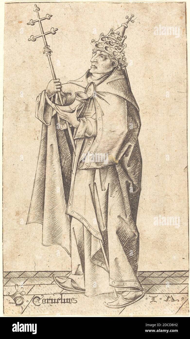Israhel van Meckenem, (artist), German, c. 1445 - 1503, Saint Cornelius, c. 1470, engraving Stock Photo