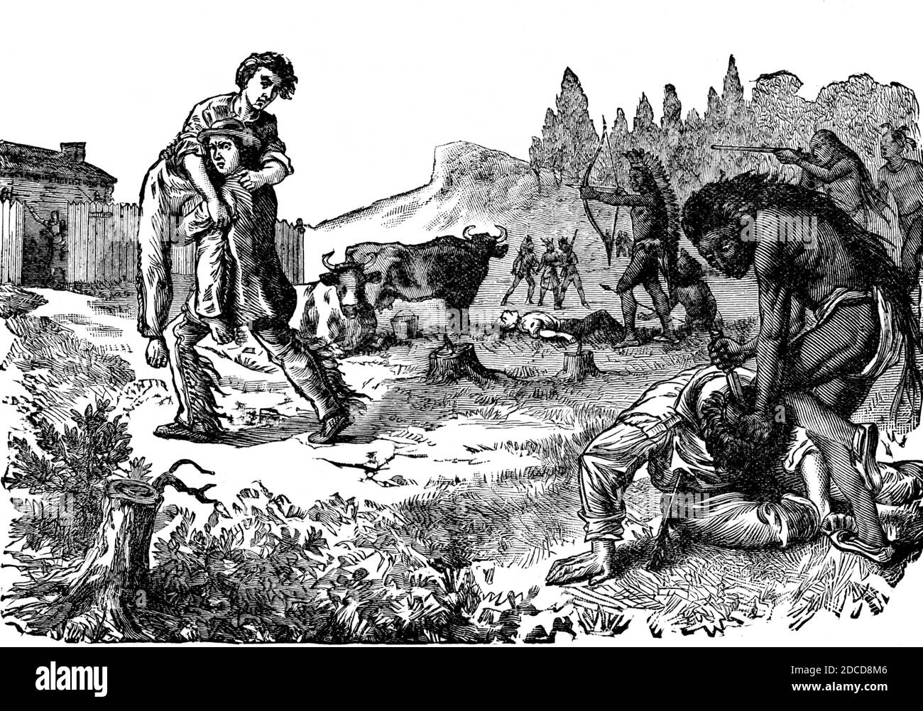Simon Kenton Rescues Daniel Boone, 1777 Stock Photo
