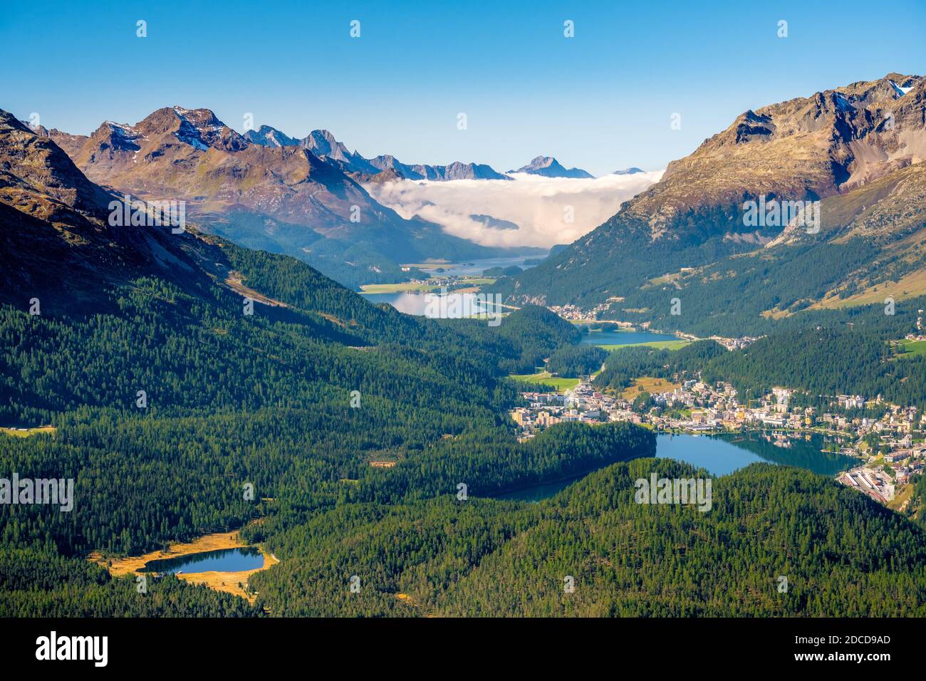 Funicular Muottas Muragl With View Of Celerina And St Moritz High 