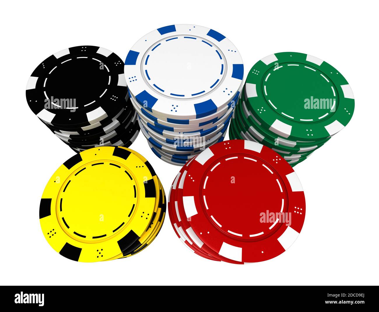3d render of casino chips isolated over white background Stock Photo