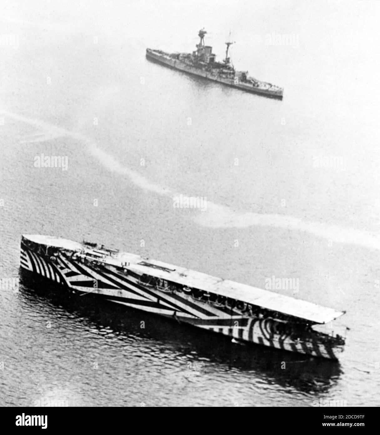 WWI, HMS Argus, Dazzle Camouflage, 1918 Stock Photo