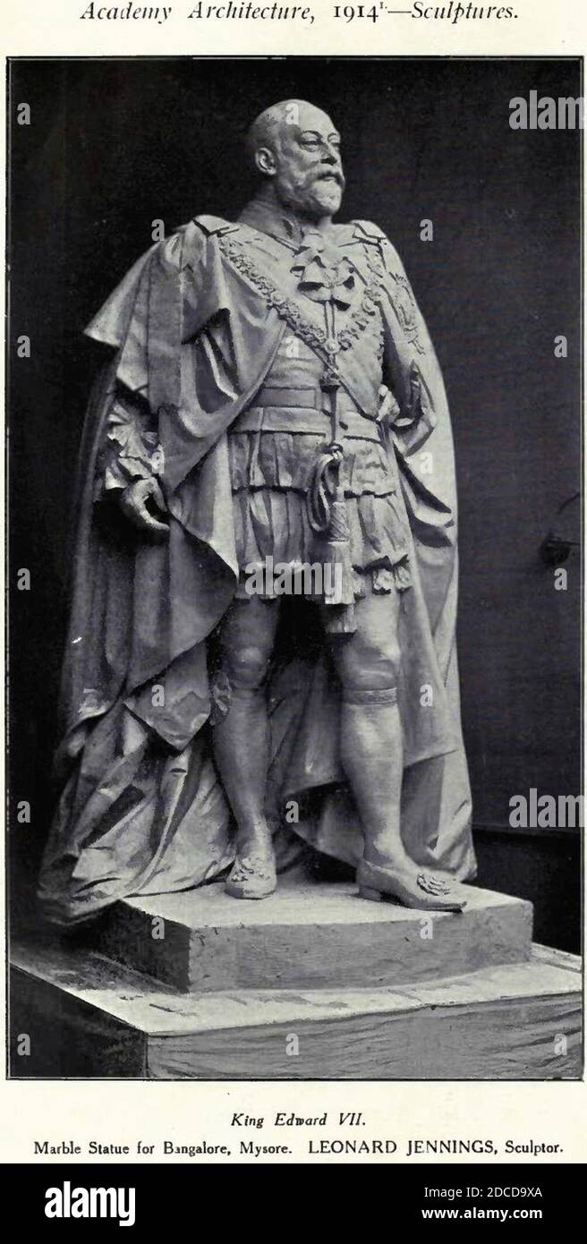 King Edward VII. Marble Statue for Bangalore, Mysore. Leonard Jennings