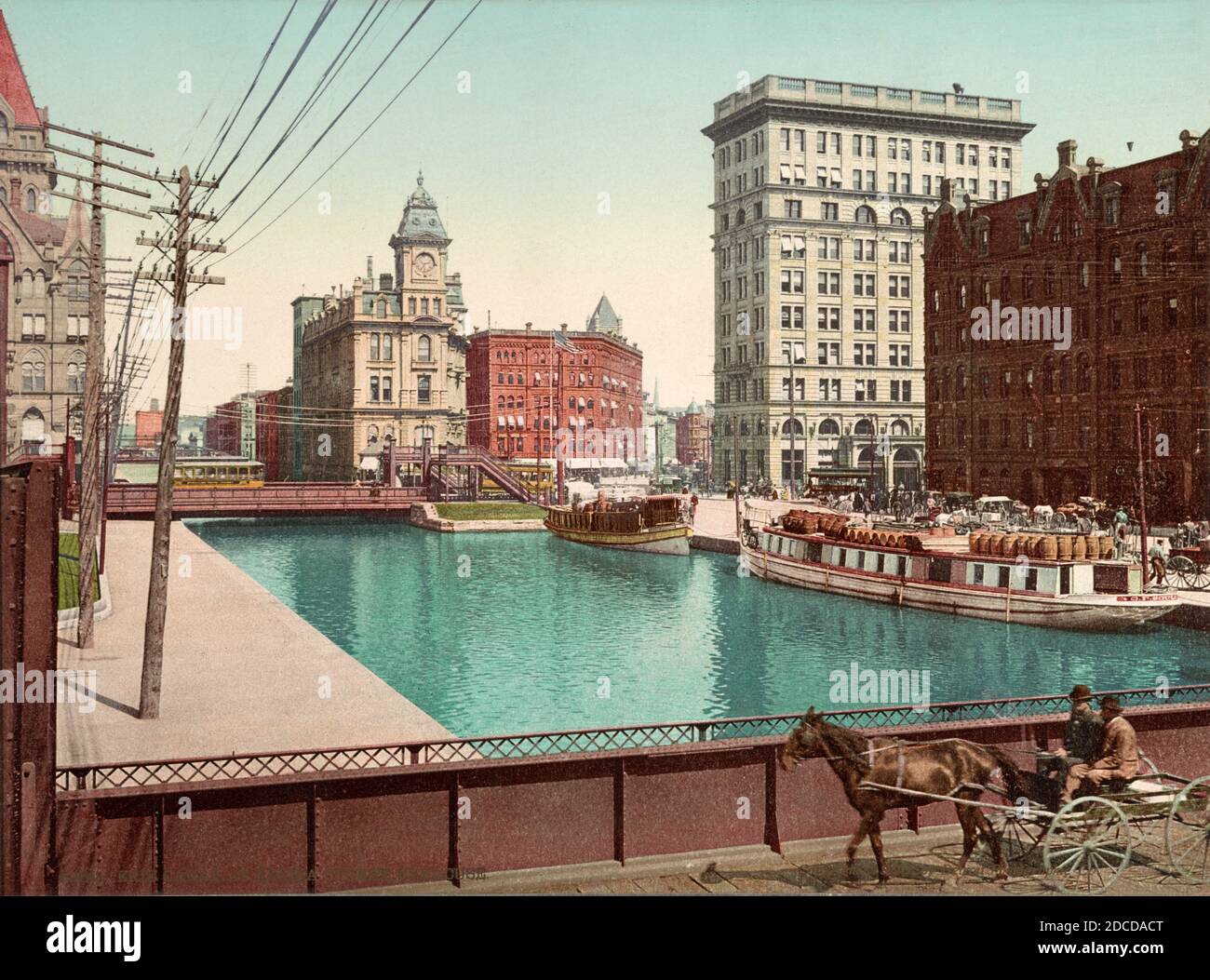 Erie Canal at Salina Street, Syracuse, c. 1900 Stock Photo