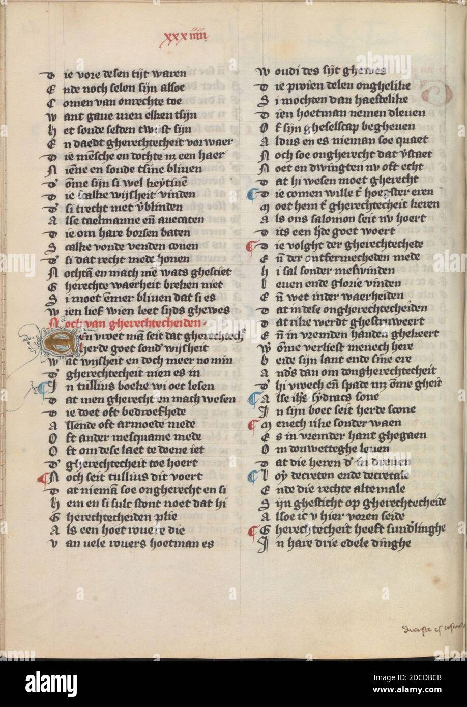 KB 76 E 5 - Die Dietsche Doctrinale, folium 034v Stock Photo - Alamy