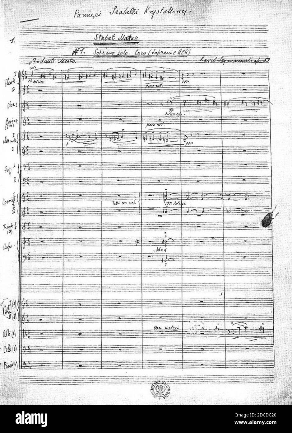 Karol Szymanowski Autograf partytury Stabat Mater z dedykacją 1926