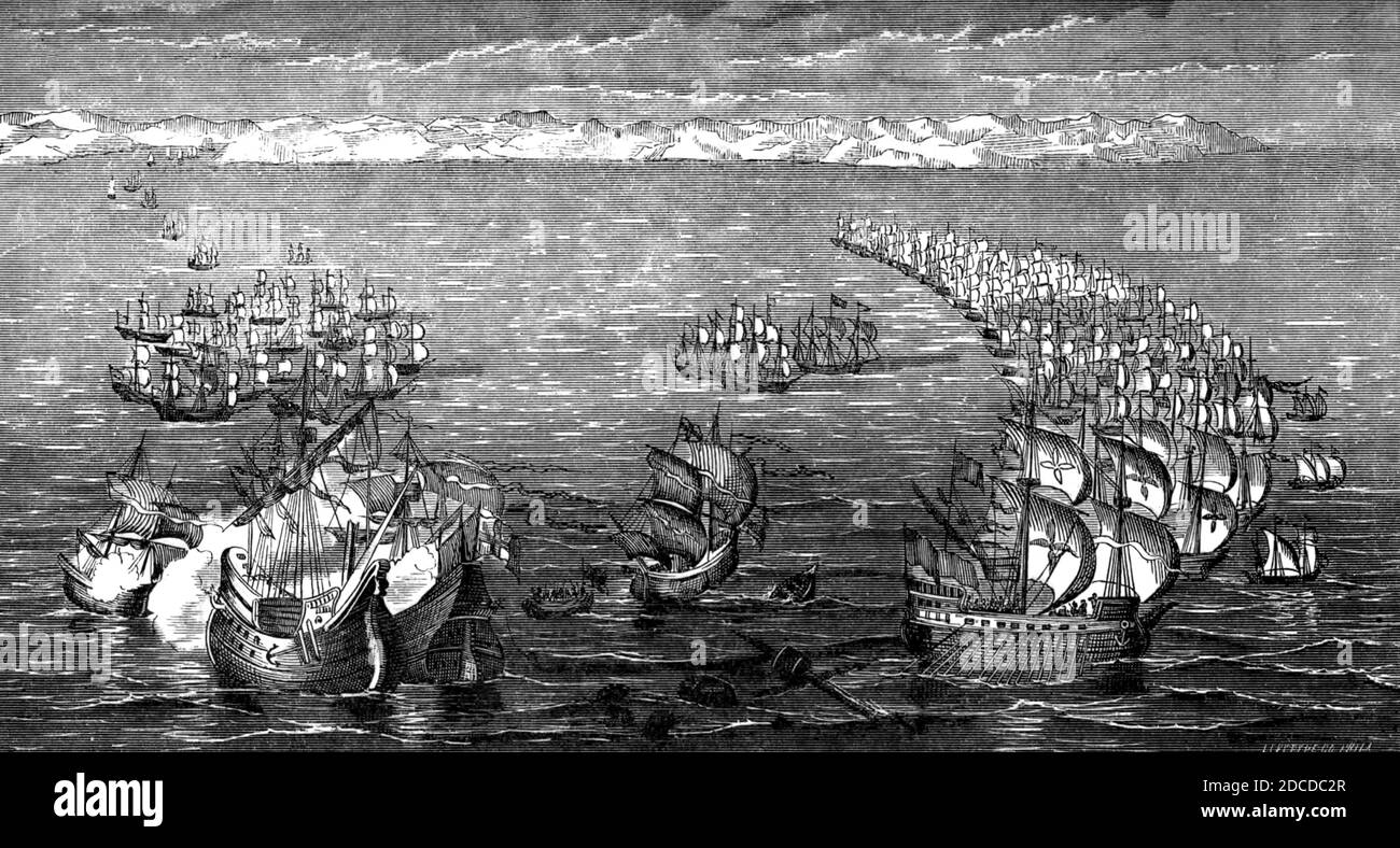 Defeat of the Spanish Armada, 1588 Stock Photo