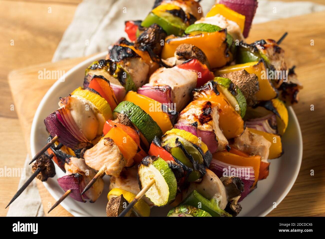 Homemade Grilled Chicken Kebab Skewers with Healthy Veggies Stock Photo Alamy