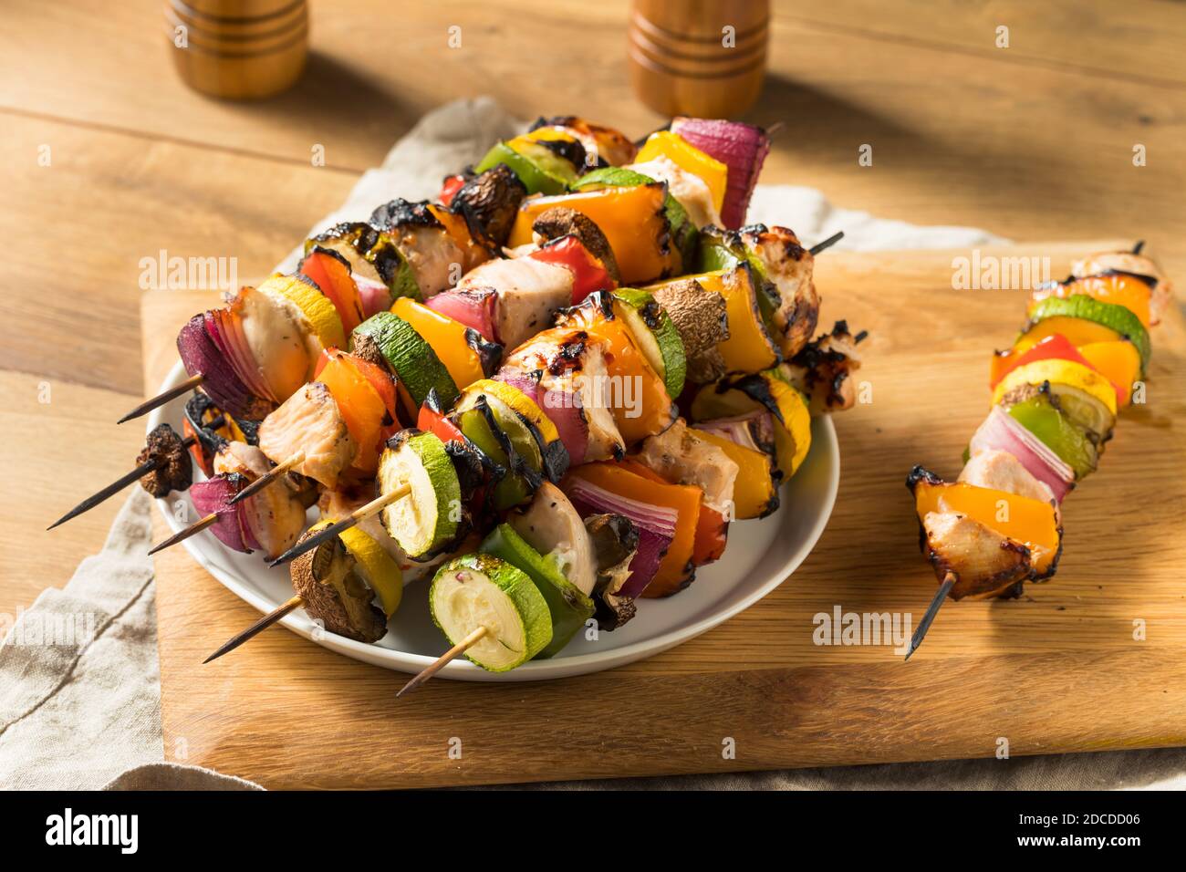 Homemade Grilled Chicken Kebab Skewers with Healthy Veggies Stock Photo Alamy