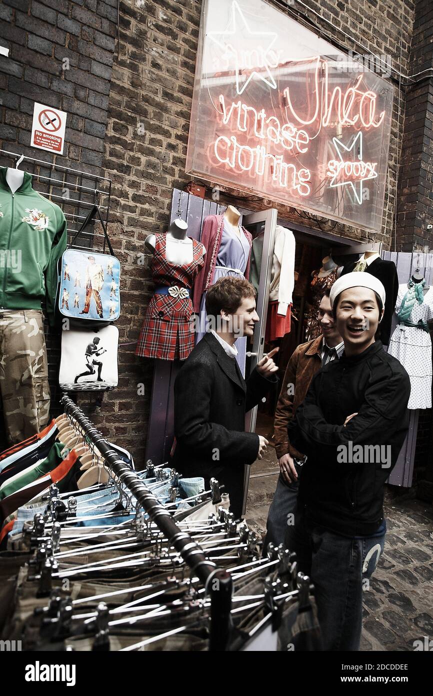 GREAT BRITAIN / London / Shop with Trendy Vintage clothing  at Camden Lock  the original market of Camden Town . Stock Photo