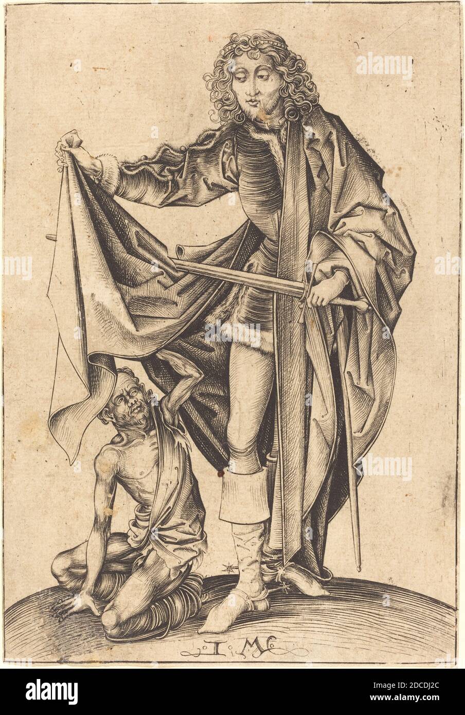 Israhel van Meckenem, (artist), German, c. 1445 - 1503, Martin Schongauer, (artist after), German, c. 1450 - 1491, Saint Martin, c. 1480/1490, engraving Stock Photo