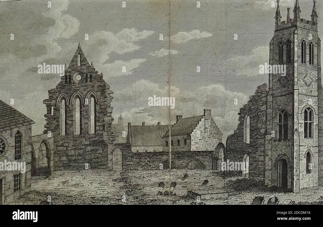 Kilwinning Abbey, George Robertson. 1820. Stock Photo
