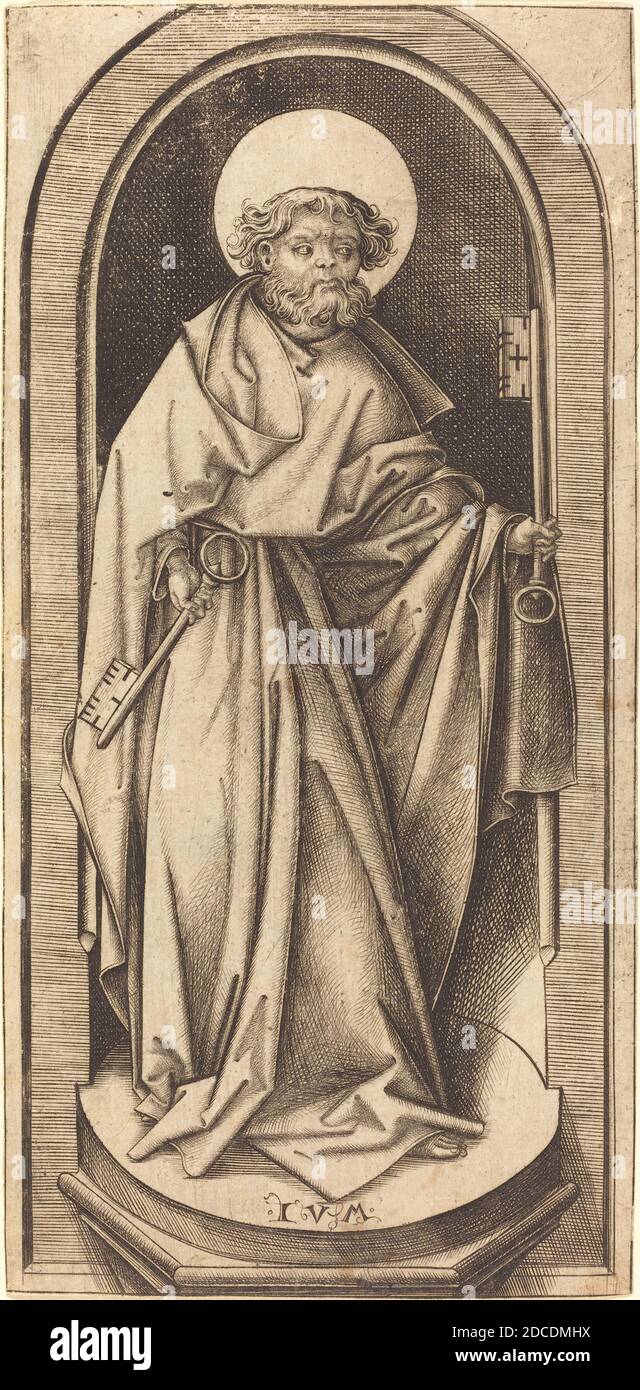 Israhel van Meckenem, (artist), German, c. 1445 - 1503, Saint Peter, Christ, Mary, and the Twelve Apostles, (series), c. 1490/1503, engraving Stock Photo