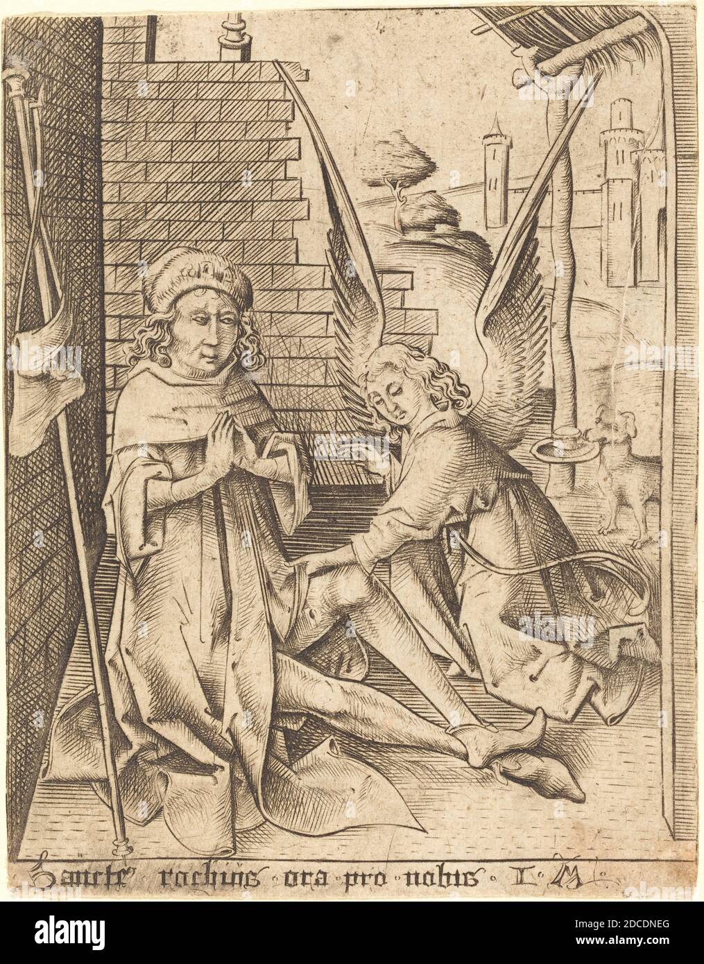 Israhel van Meckenem, (artist), German, c. 1445 - 1503, Saint Roch, c. 1490/1500, engraving Stock Photo