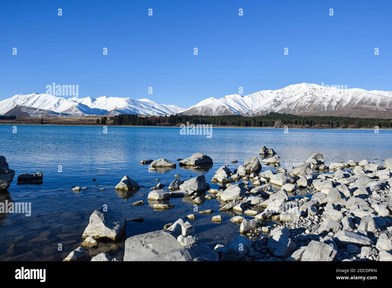 Lake Tekapo in winter Stock Photo