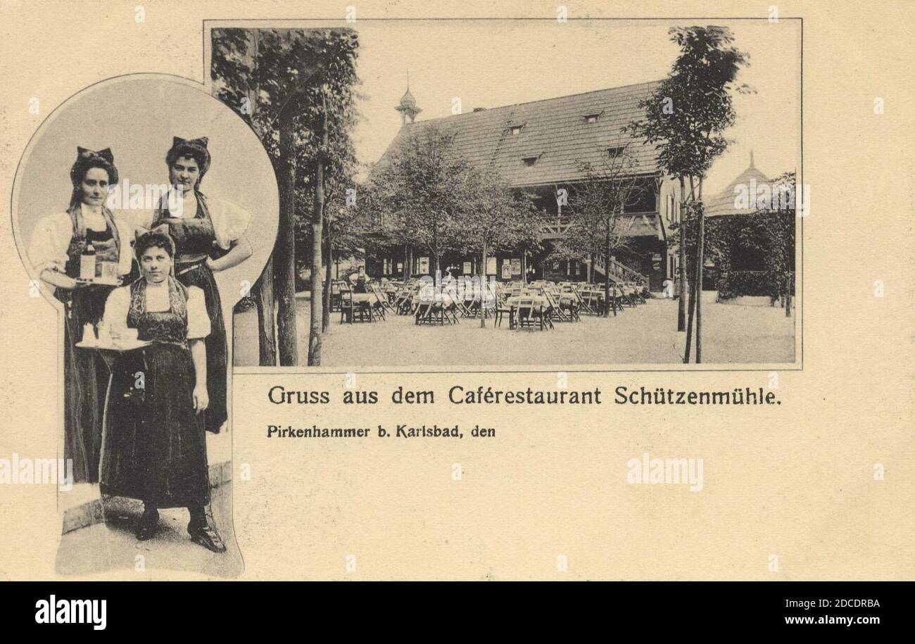 Karlsbad (CZ), Tschechien - Pirkenhammer (Caférestaurant Schützenmühle) Stock Photo