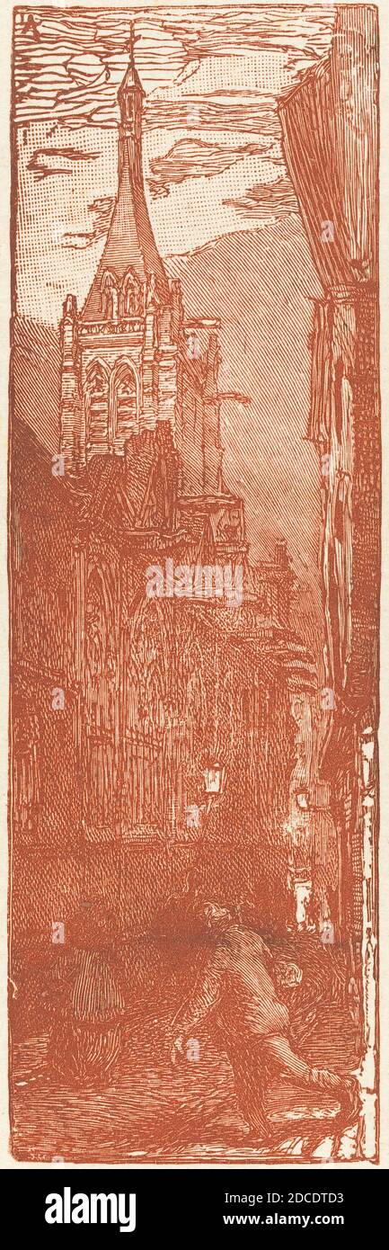 Auguste Lepère, (artist), French, 1849 - 1918, Saint-Severin, La Bievre, Les Gobelins, Saint-Severin, (series), published 1901, wood engraving printed in sanguine Stock Photo