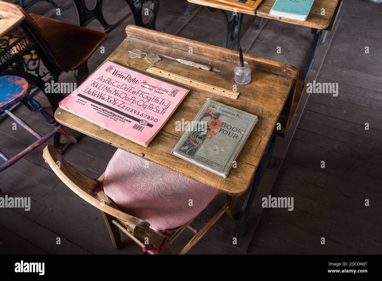 Vintage school desks and memorabilia donated to the Henry schoolhouse