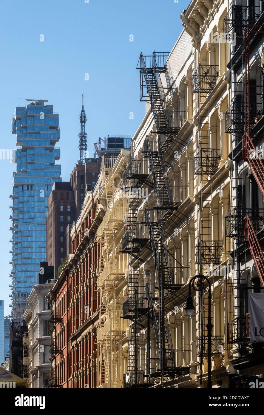 Building Facades on Greene Street, SoHo Cast Iron Historic District, NYC Stock Photo