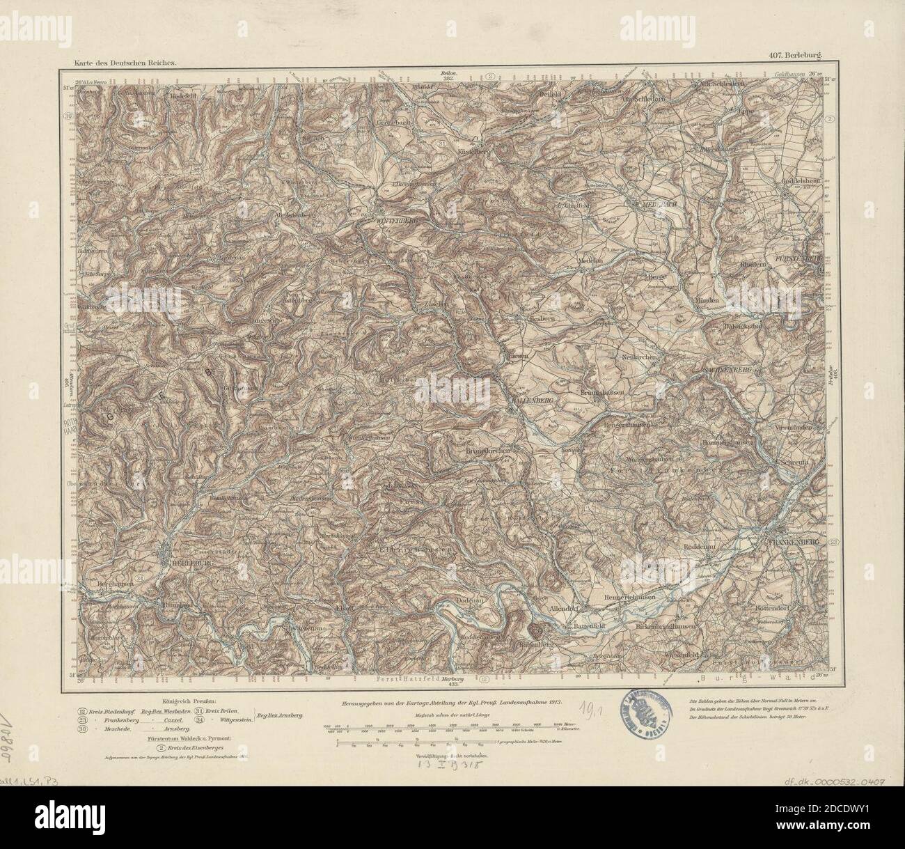Karte des Deutschen Reiches - 407 - Berleburg (1913 Stock Photo - Alamy