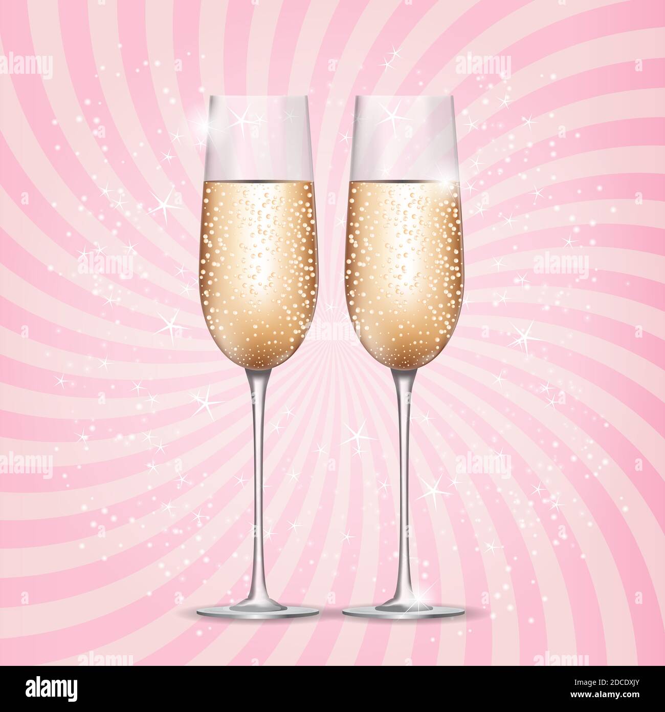 Glass of Champagne on Pink Background. Illustration Stock Photo - Alamy