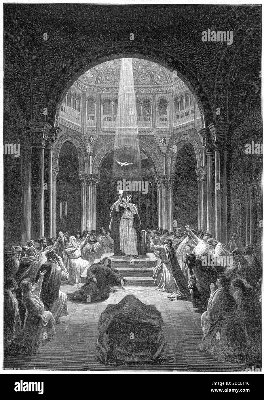 Kath Illustratie 1894 Parcival vertoont den heiligen Graal, naar Pixis. Stock Photo