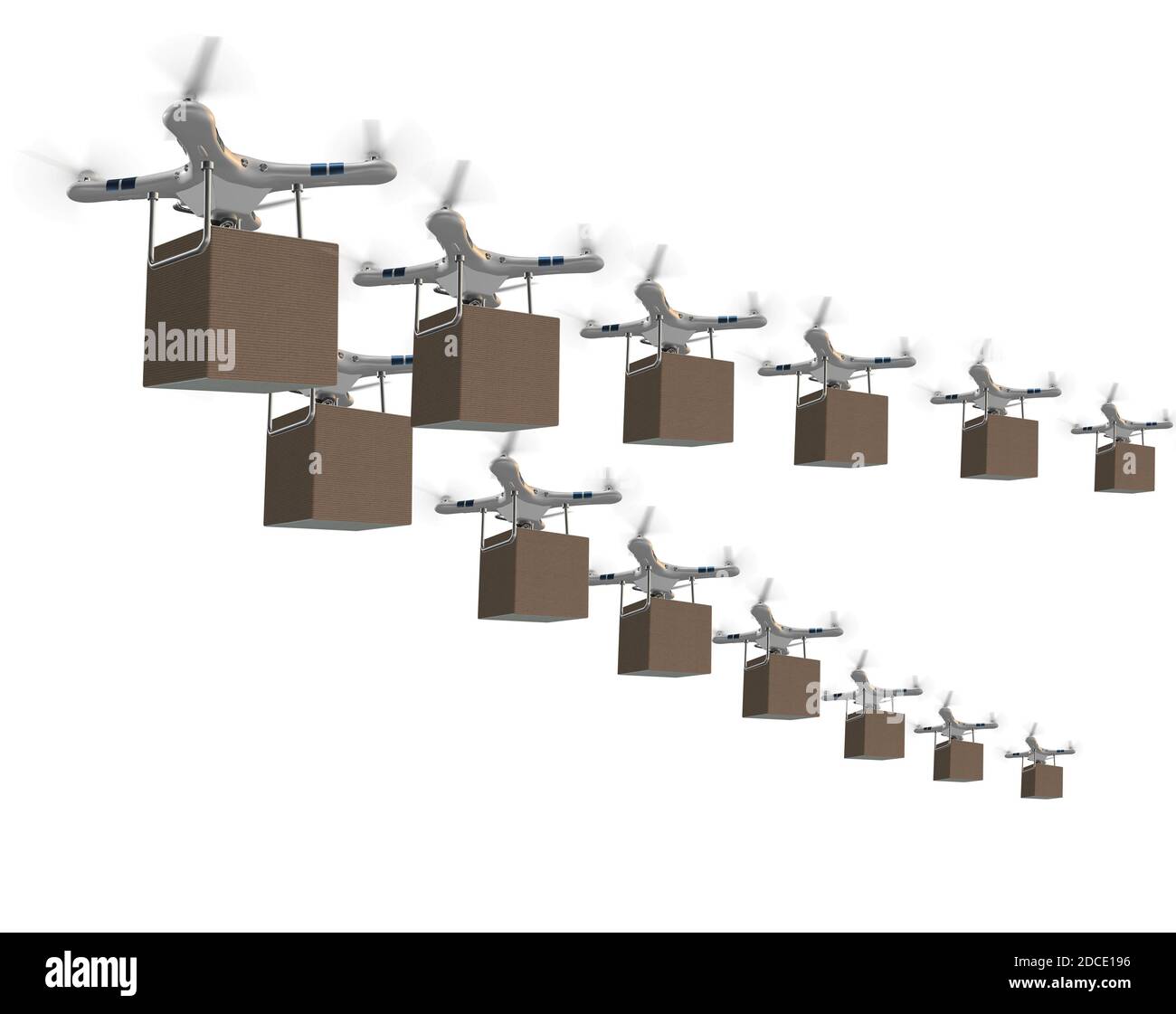 The drones in package delivery concept - 3d rendering Stock Photo - Alamy