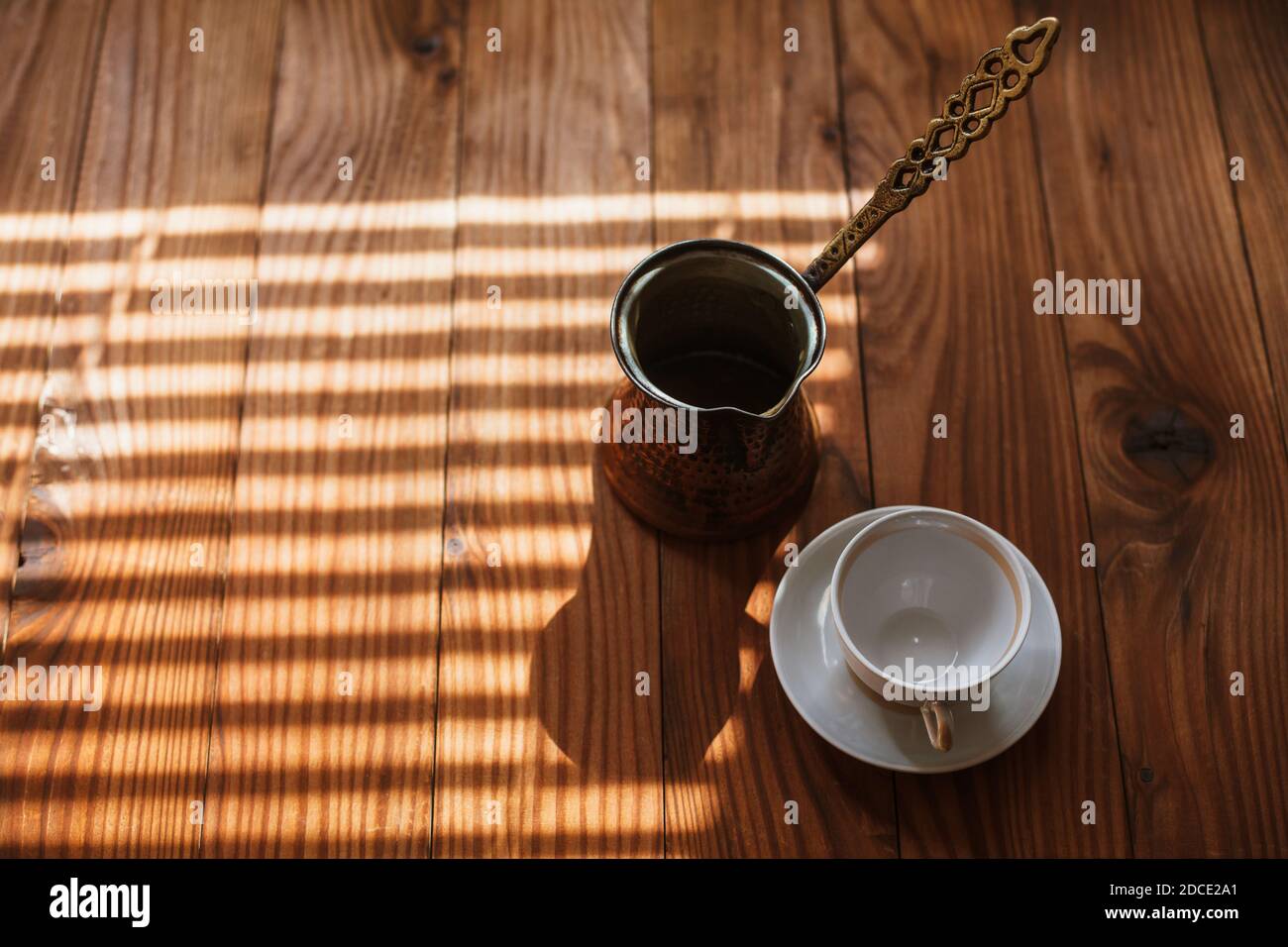 Traditional copper turkish coffee pot 