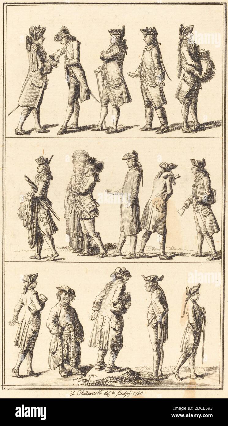 Daniel Nikolaus Chodowiecki, (artist), German, 1726 - 1801, Servants, 1780, etching Stock Photo