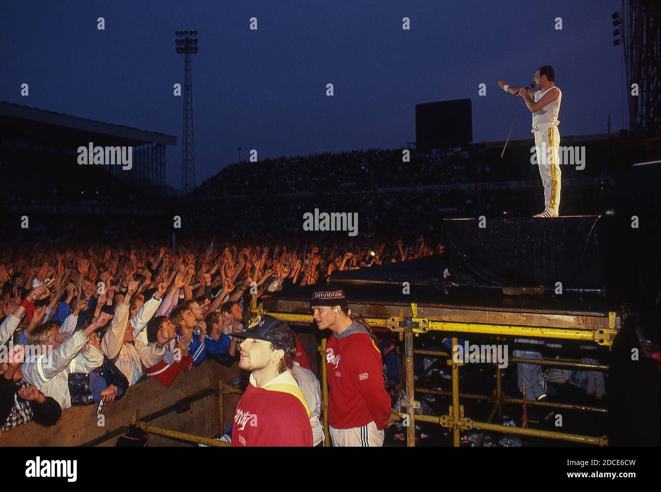 The British rock band Queen in concert at the Råsunda Football Stadium,Stockholm,Sweden 7th June 1986 Stock Photo