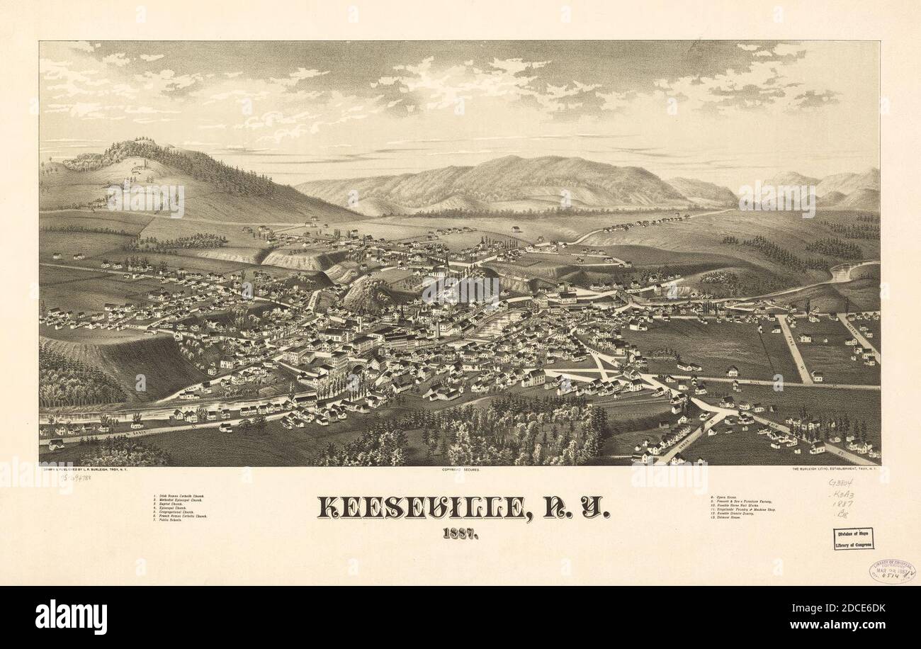 Keeseville, N.Y. 1887. Stock Photo