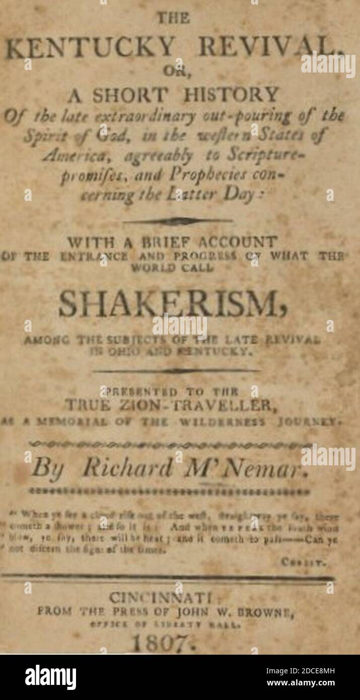 Kentucky Revival Cover 1808 Stock Photo Alamy