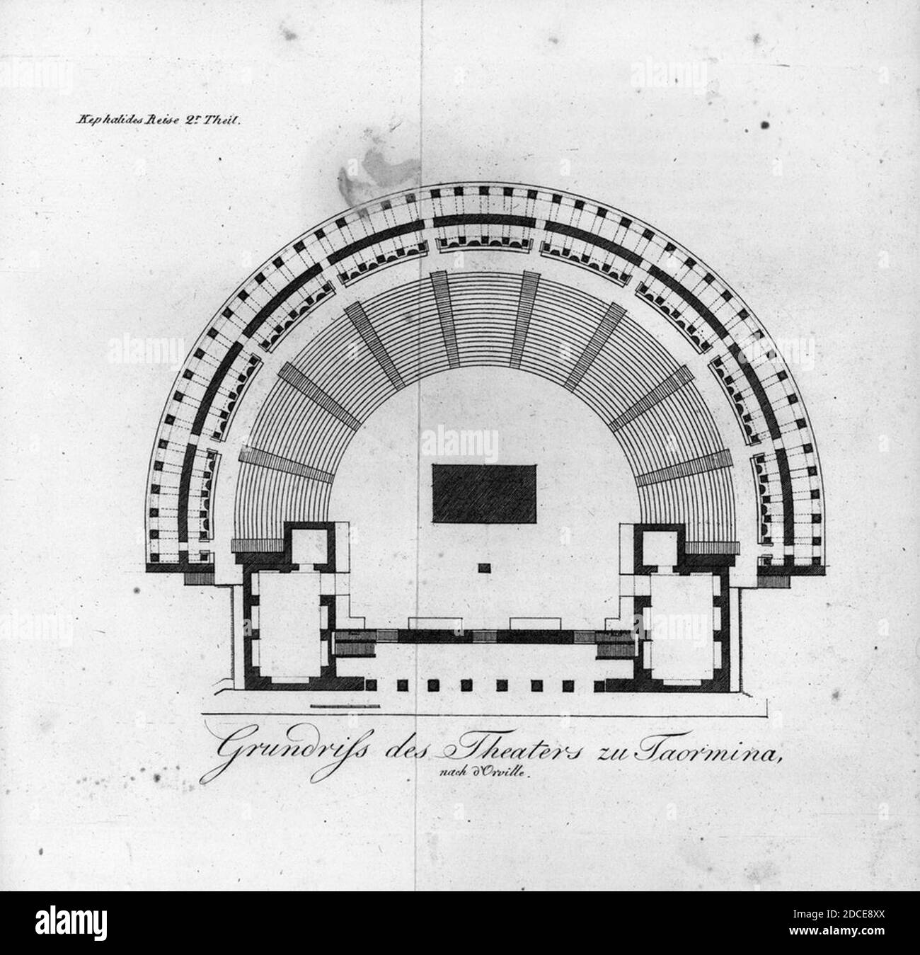 Kephalides, A. W - Teatro Greco, Taormina (1822). Stock Photo