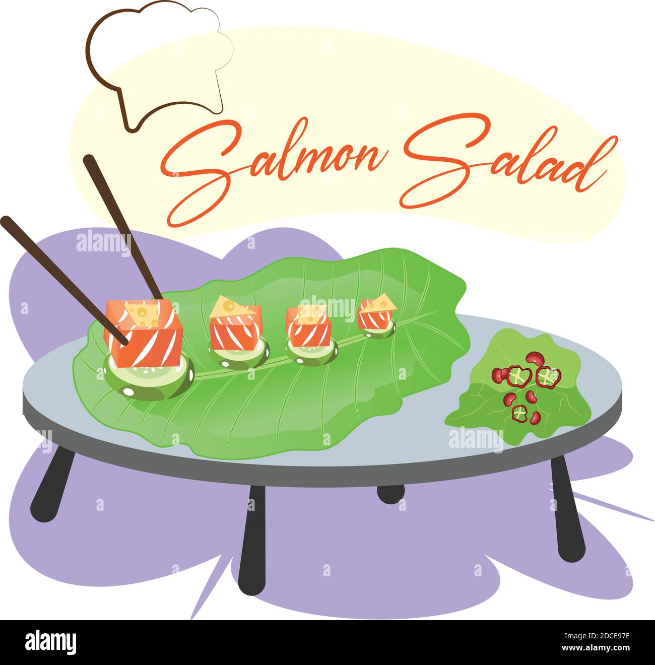 Salmon salad poster Stock Vector