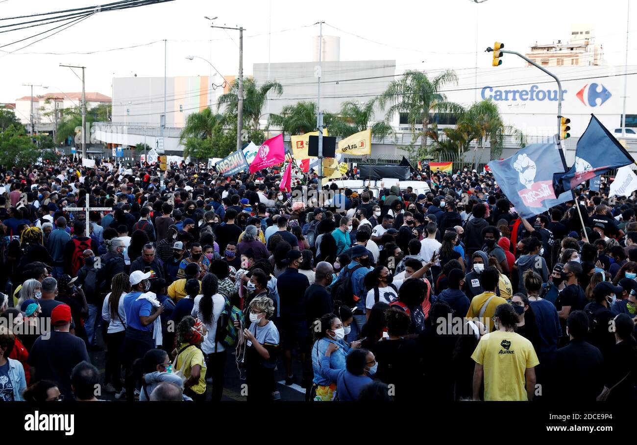 Residents Protest Against Racism After Joao Alberto Silveira Freitas Was Beaten To Death By Security Guards At A Carrefour Supermarket In Porto Alegre Brazil November The Sign Reads Murderers Reuters Diego Vara