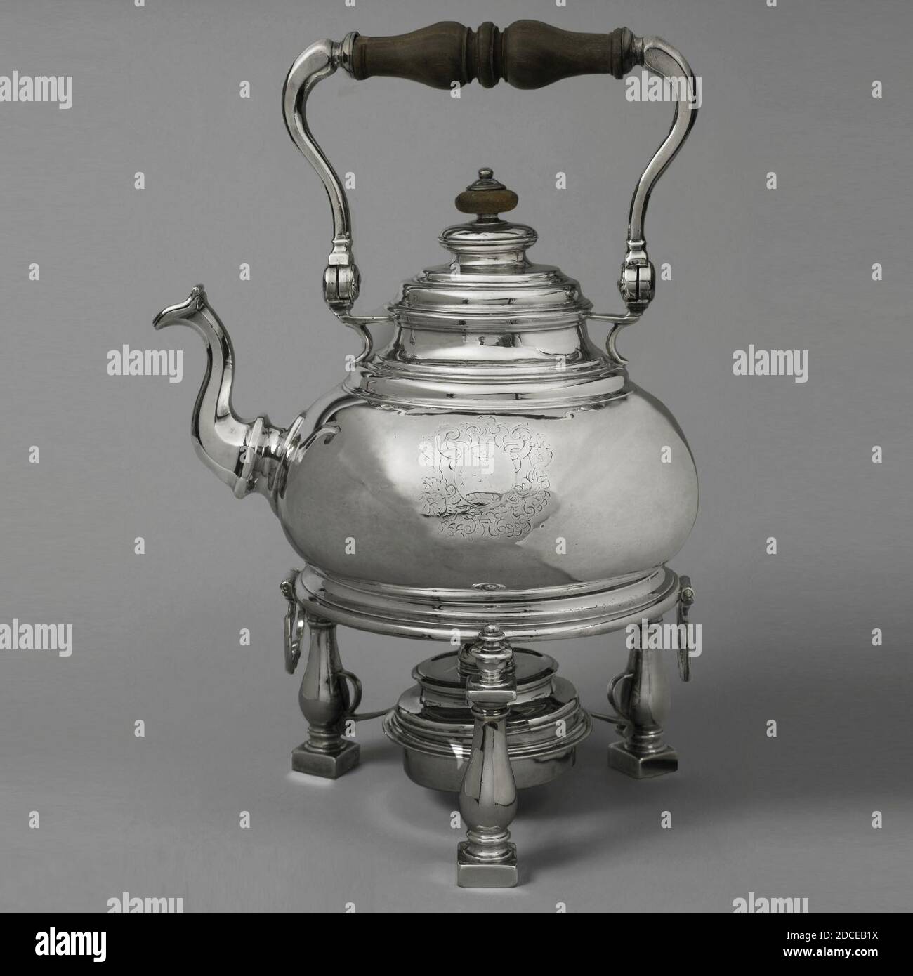 Kettle And Lid On Stand With Lamp And Lid (England), 1711–12 Stock Photo