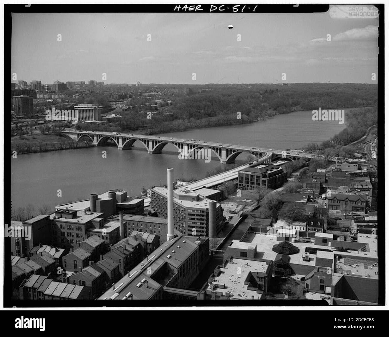 Key Bridge DC and Gergetown 1992. Stock Photo