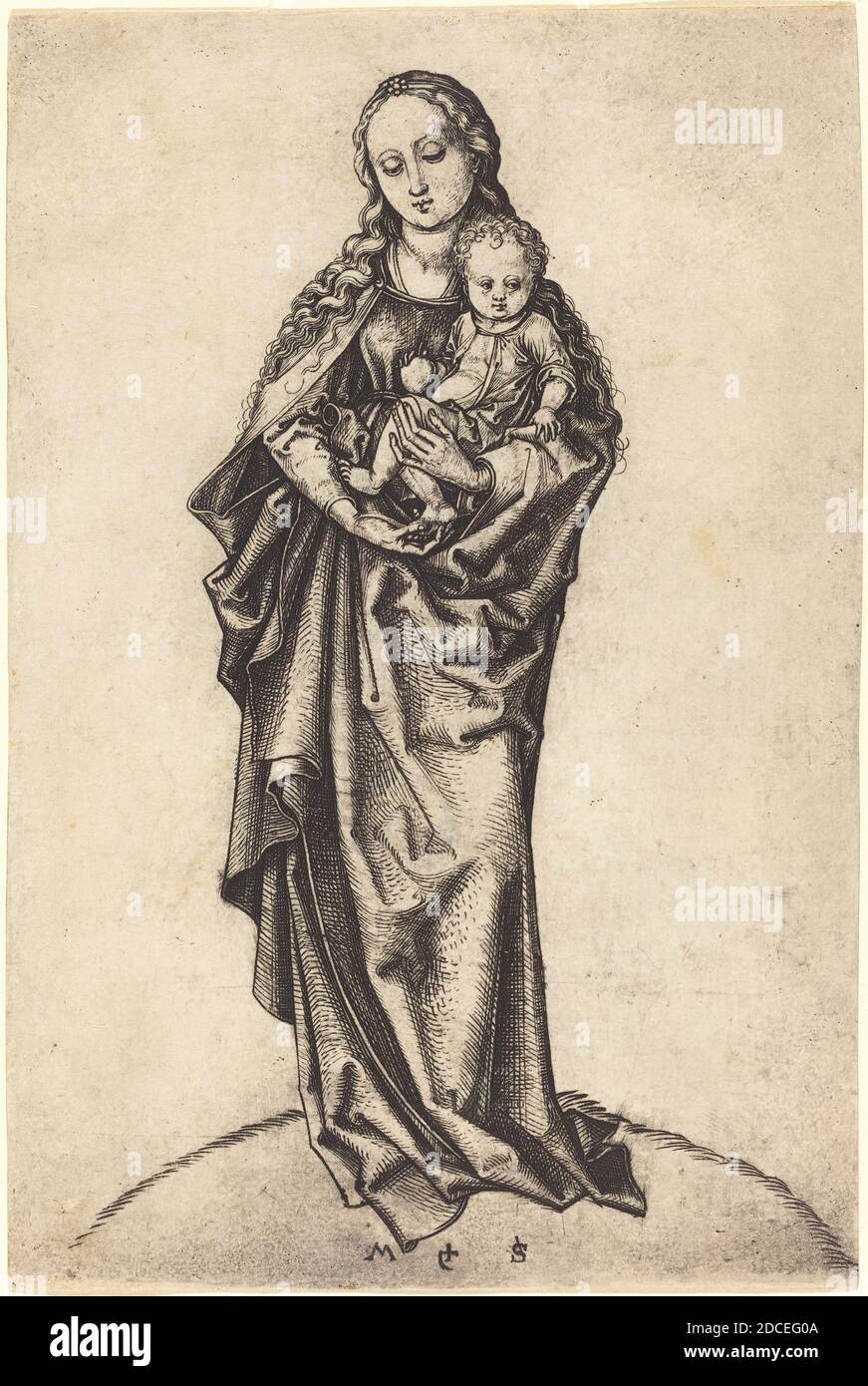 Martin Schongauer, (artist), German, c. 1450 - 1491, Virgin and Child with the Apple, c. 1470/1475, engraving Stock Photo